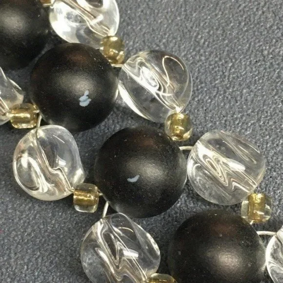 Black Toggle Closure Bracelet As Is Clear Gold Seed Bead Retro BoHo - Picture 6 of 8